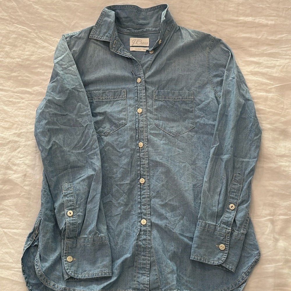 J Crew size 2 denim button down shirt.